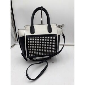 Reed Modern American Luxury Black White Laser Cut Satchel Crossbody Bag